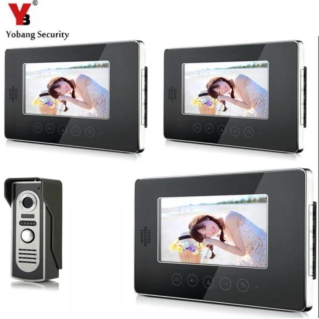 YobangSecurity кабель видеодомофон в квартире 7 дюймов LCD 1 камера 3 монитора Квартира