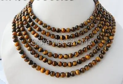 

Wholesale free shipping >>>>>>100'' Round 8MM Tiger's eyes Necklace AAA