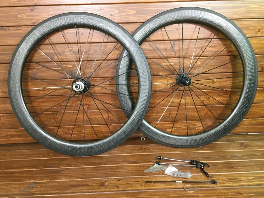 

U shape 58mm dimple 700C carbon bike wheels with Powerway R51 straight Pull hub 20-24 clincher/tubular 2 years warranty