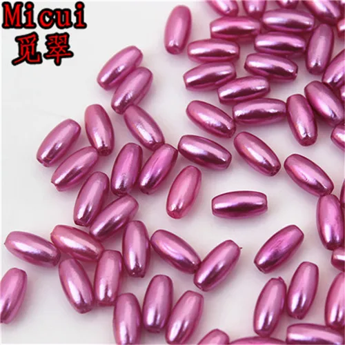 Micui 200pcs/lot 4*8mm Oval Shape Imitation Pearls Beads Crafts Decoration for DIY Bracelets Necklaces clothing Making MC539 - Цвет: Purple