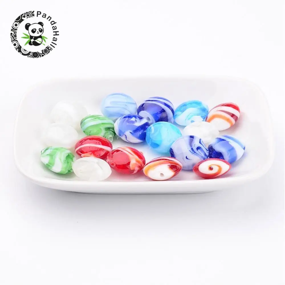 

Handmade Lampwork Beads, Flat Round, Mixed Color, 16mm in diameter, hole: 2mm