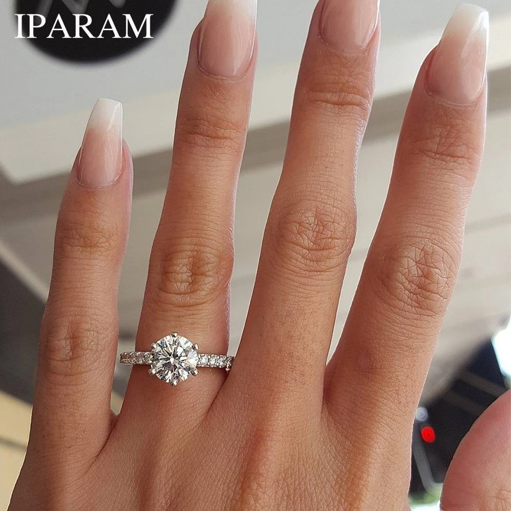 IPARAM классическое обручальное кольцо 6 когтей дизайн AAA белый кубический циркон Женское Обручальное кольцо CZ кольца ювелирные изделия