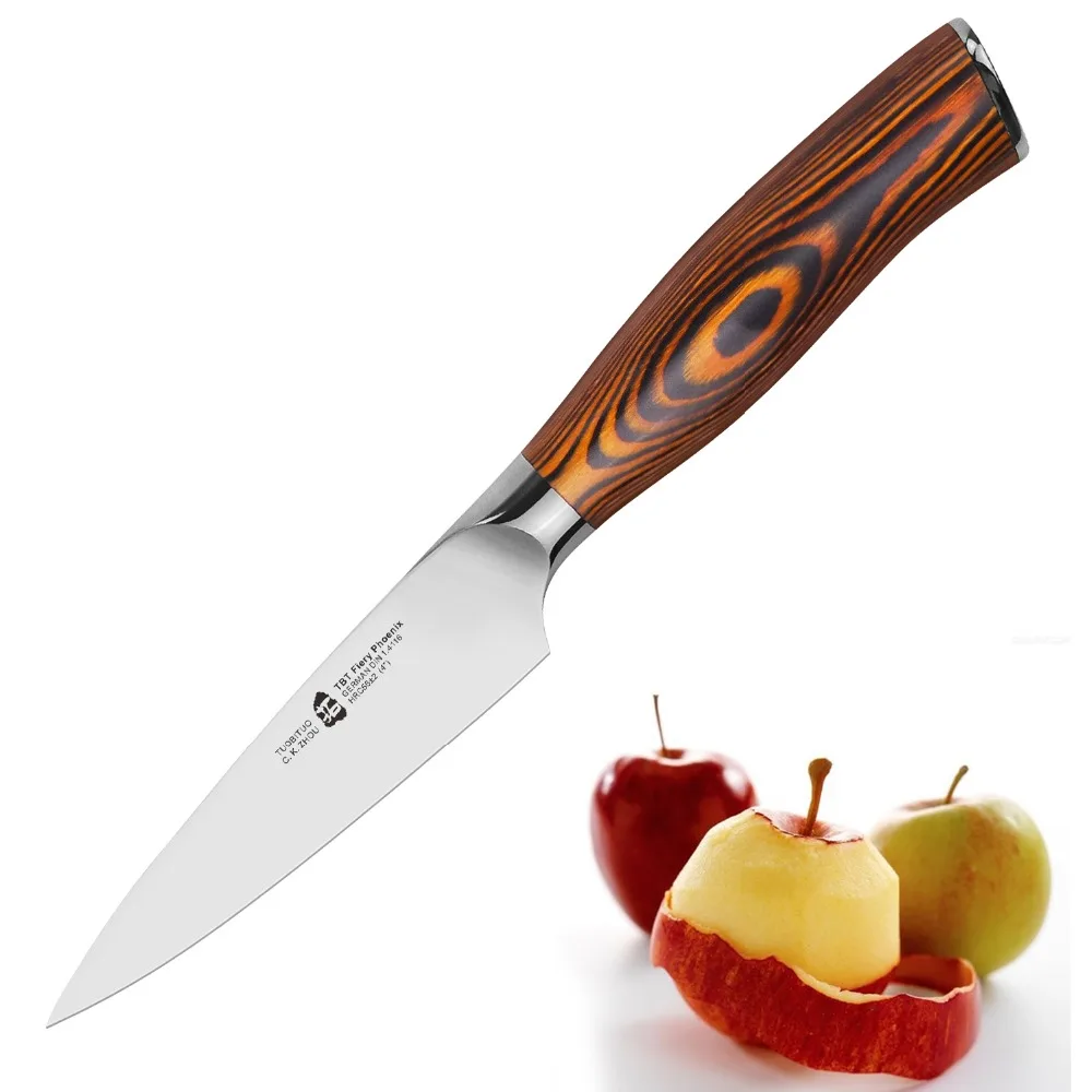 

TUO CUTLERY Paring Knife - German HC Stainless Steel Kitchen Fruit Peeler Peeling Knives - Non-slip Ergonomic Pakkawood - 4''