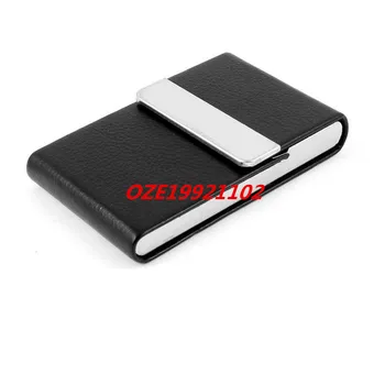 

1PCS Faux Leather Metal Business Credit Name Card Organizer Holder Black