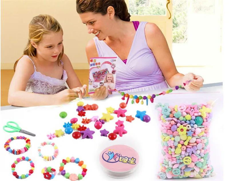 Смешанные 300 шт DIY россыпью акриловые бусины(без коробки) Аксессуары для ожерелья и браслетов для девочек развивающие игрушки бисер для детей наборы