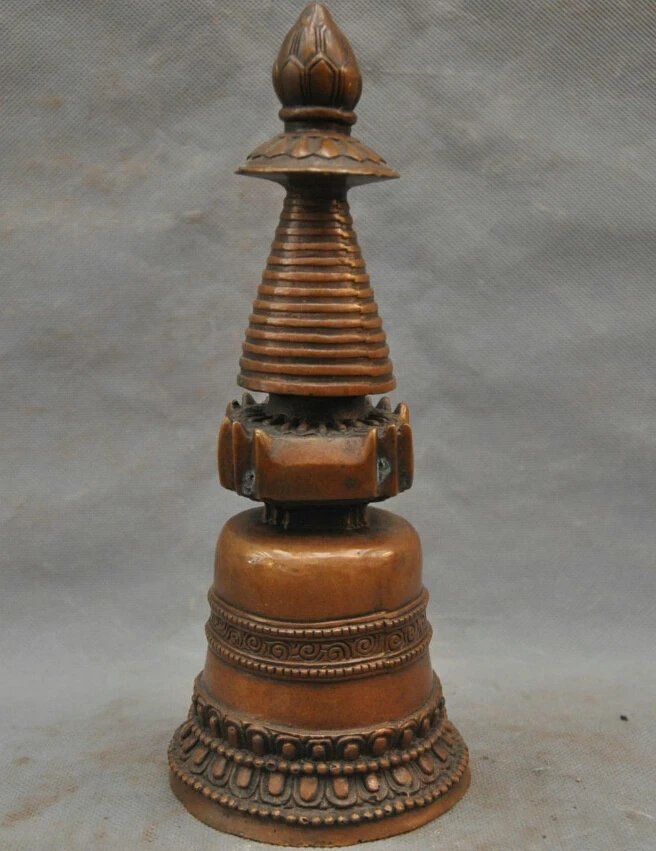 

10'' China Tibet Buddhism Pagoda Luck Bronze Statue