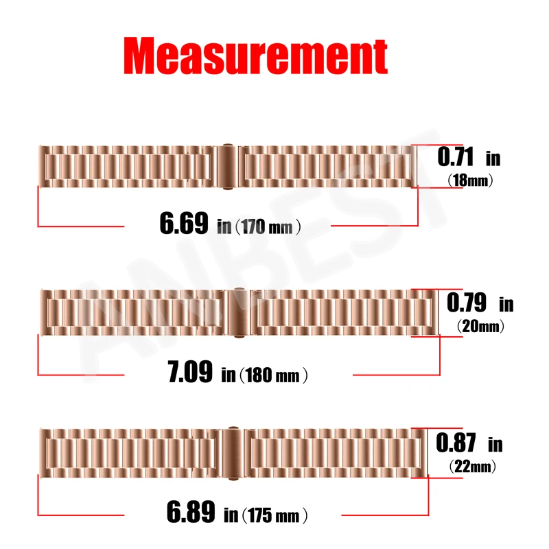 16mm 18mm 20mm 22mm 24mm Width Stainless Steel Band for Samsung Gear Sport S2 S3 Galaxy 42mm 46mm Watch Strap Metal Wristband
