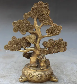 

18CM Marked Chinese Bronze Fengshui BiXie Beast Pixiu Lucky Tree Money Statue