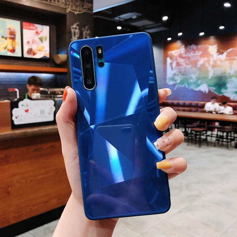 Бриллиантами блестящий чехол с зеркалом для huawei P20 P30 Pro Коврики 20 Lite Honor 8X 8A 8S 9X 10i 10 P Smart Z Y5 Y6 Y7 Y9 Prime чехол - Цвет: Blue