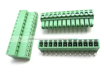 

10 Pcs/lot 12pin 3.81mm Screw Terminal Block Connector 3.81mm Angle 12 Pin Green Pluggable Type