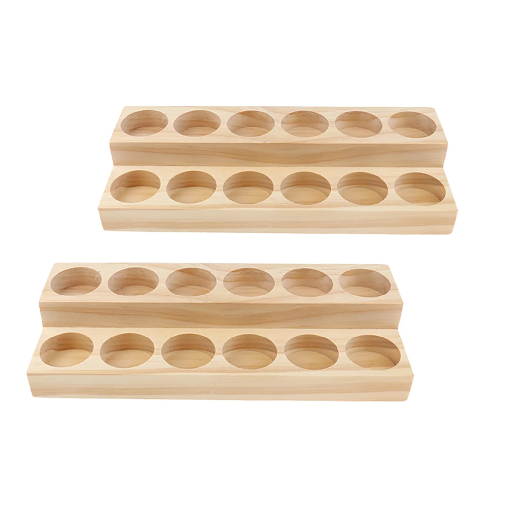 Wood Essential Oils Display Storage Stands 2 Pieces 24 Slots for Home Collection and Salon Retails 4
