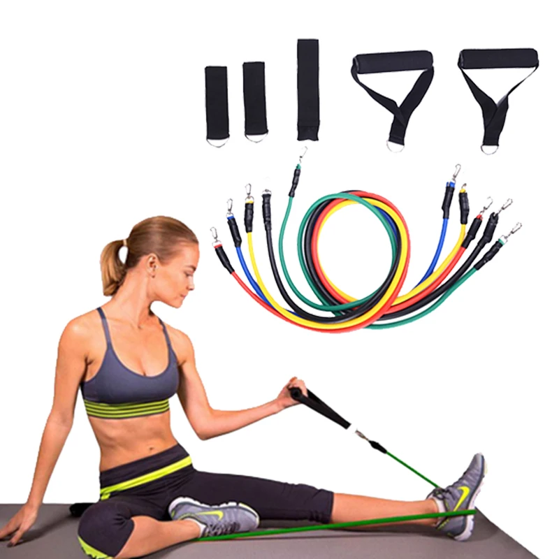 Kopen 11 stks set Pull Touw Fitness Oefeningen Weerstand Bands Crossfit Latex Buizen Pedaal Excerciser Body Training Workout Yoga Fitness