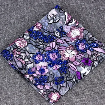 

1yard New Violet Blue Coffee light blue fabrics multicolored embroidered dress wedding DIY dress cloth F369