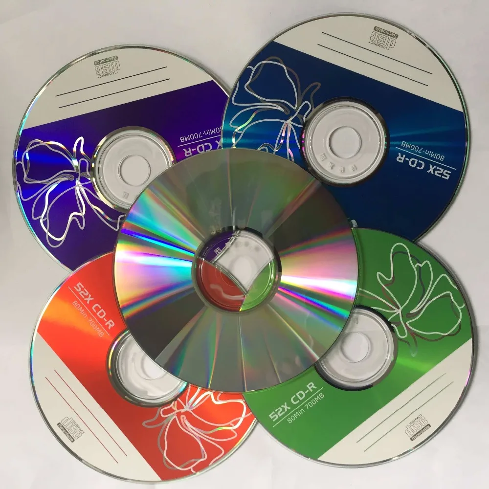 Оптовая 50discs Класс + 52x700 mb пустой разноцветные печатные CD-R