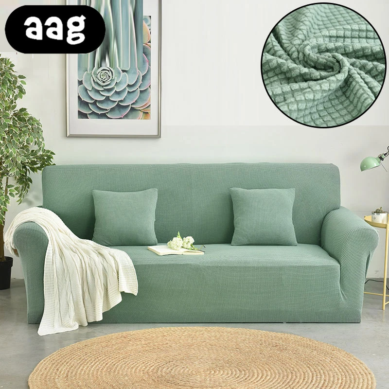 cheap AAG Knitted Cotton Sofa Cover Slipcovers all inclusive Couch Case for different Shape Sofa Solid Color Couch Corner Cover Cases