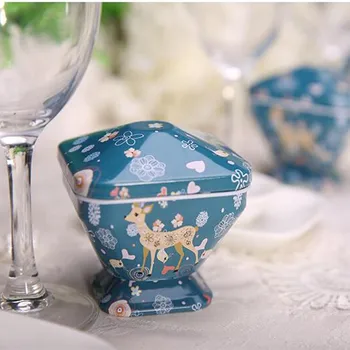 

FREE SHIPPING 7.5*7.5*7cm square tin cup shaped bridal shower candy boxes ,XZZ8