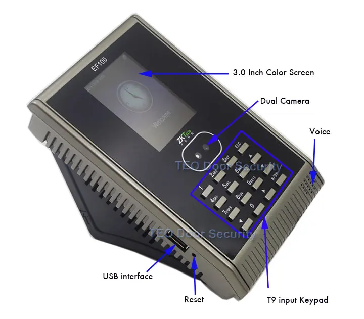 ZKTeco EF100 распознавать лица посещаемости машины лицо удар принтер отпечатков пальцев управления доступом лицо биометрическая система