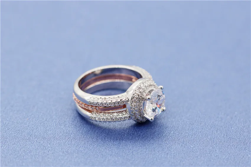 США Uloveido 2 тонное кольцо с кубическим цирконием 2 шт. подходящие кольца для женщин обручальное кольцо с камнем Свадебные украшения RA0218