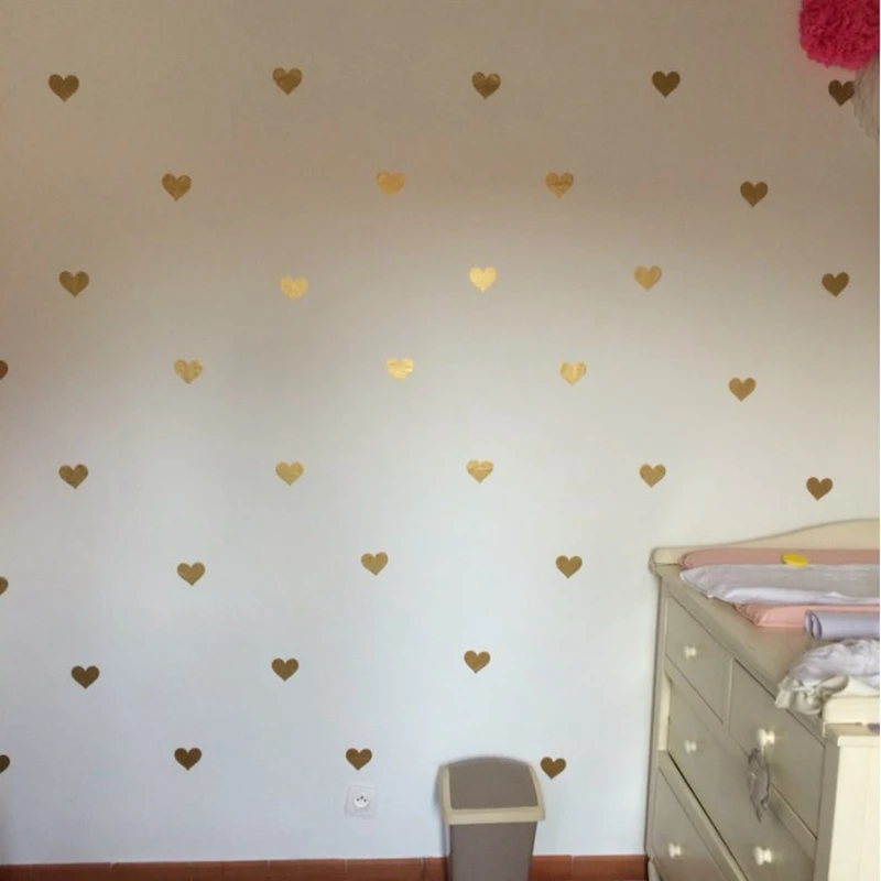 Маленькие наклейки на стены в форме сердца, Наклейки на стены, съемные украшения для дома, художественные наклейки на стены для маленькой девочки, современный декор