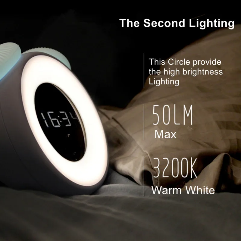 Затемнения сенсорный светодиодный ночник USB датчик движения Будильник Атмосфера лампы для детей подарок прикроватной тумбочке спальня