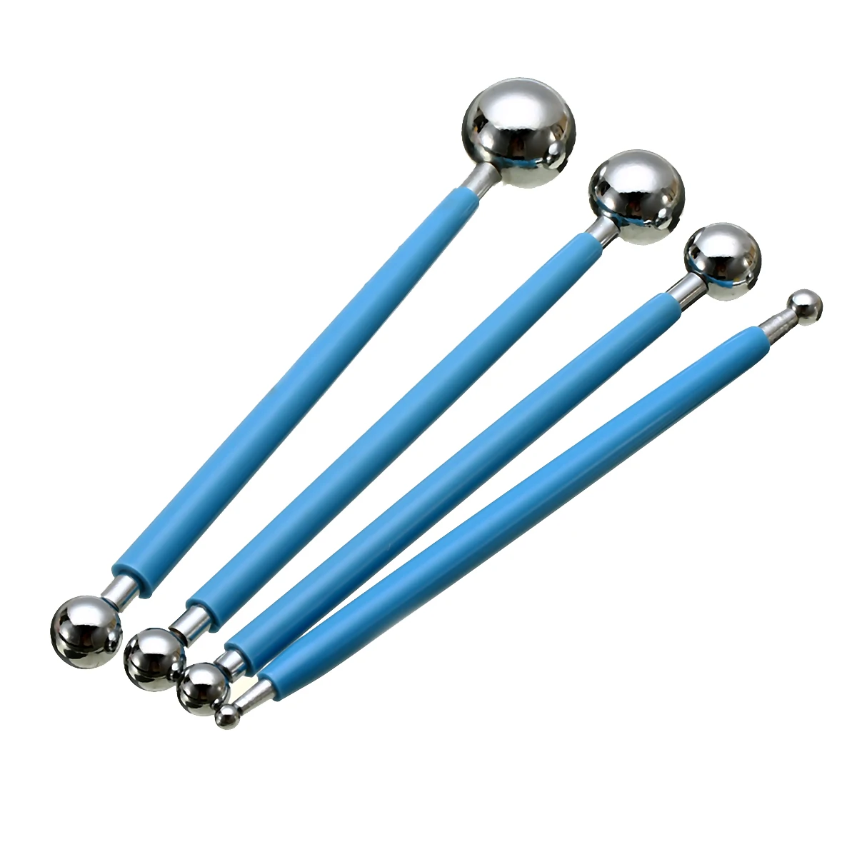 4PCS Carving Modeling DIY Tool Set Stainless Steel Fondant Cake Flower Decorating Ball Rod Clay Sculpting Pottery Tools