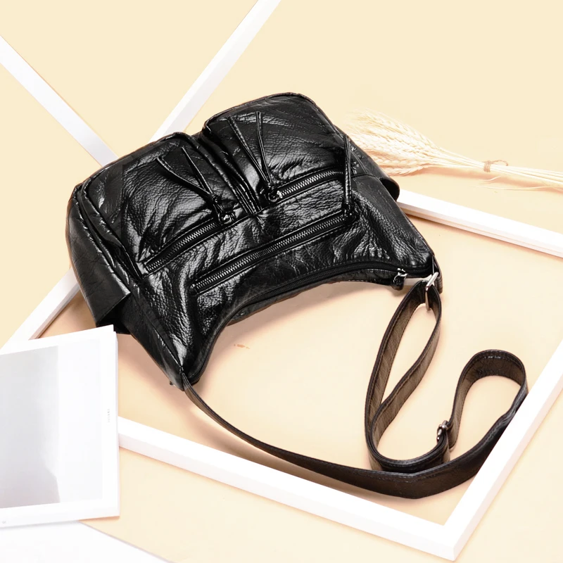  New burlie Women Messenger Bags High Quality Cross Body Luxury Bags soft washed PU Leather Female S
