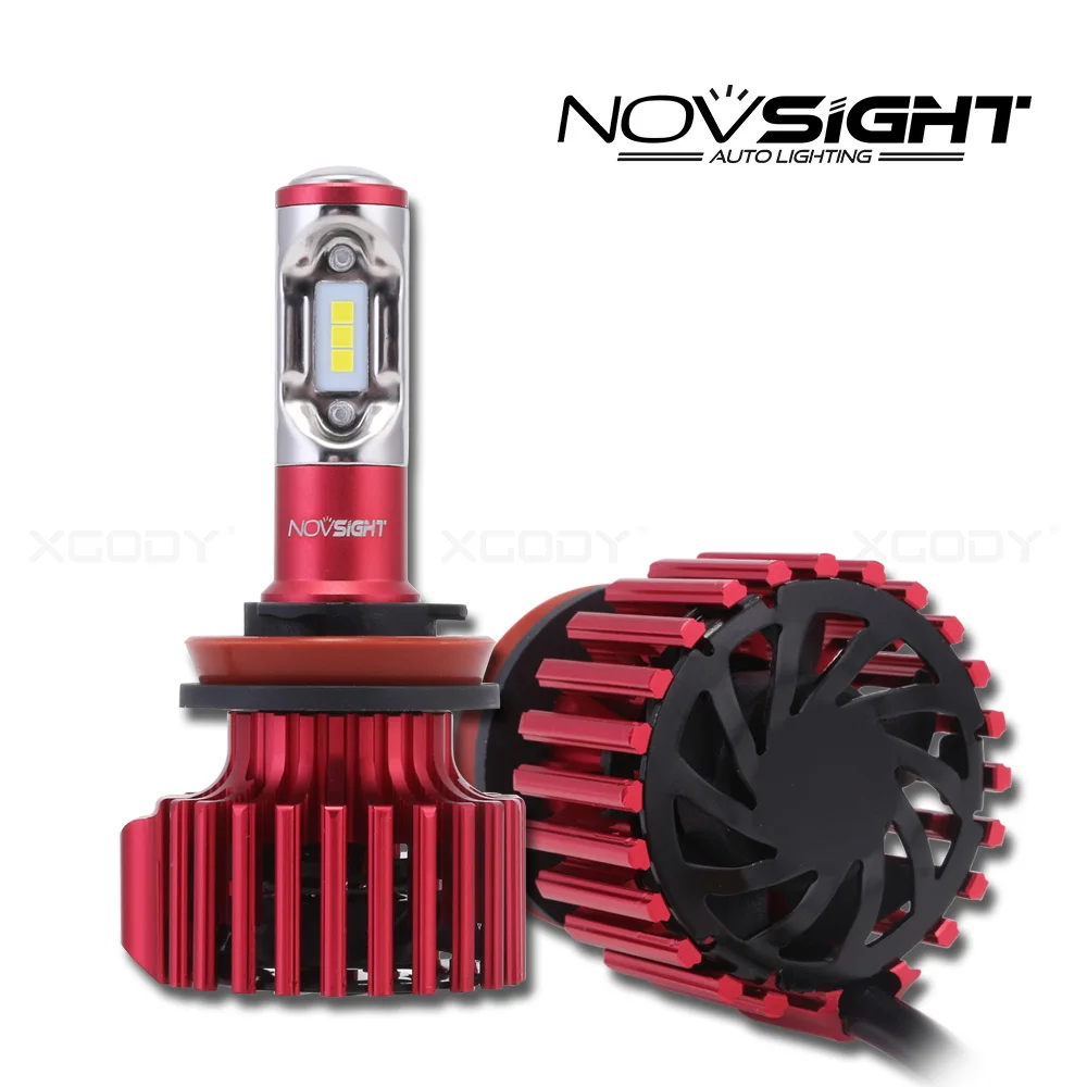 Novsight H11 автомобильная светодиодная лампа для фары Dual Turbo 6000K Светильник лампы для автомобиля лампа 60 Вт 10000лм Авто Вождение светильник s CSP чип DV 12 В - Испускаемый цвет: 6000 К Холодный Белый