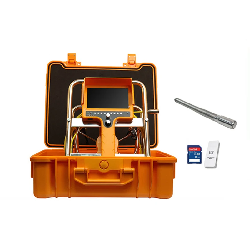 Waterproof-Drain-Sewer-Pipe-Inspection-Camera-Bendable-512Hz-Sonde-Recording-28mm-Self-Leveling-Long-Spring-Handheld