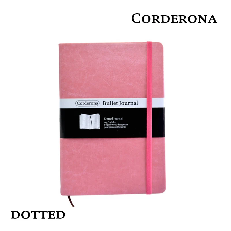

Dot Grid Hard Cover Candy Color A5 PU Bullet Notebook Elastic Band Creative Dotted Journal Bujo