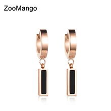 Модные белые и черные серьги-кольца в виде раковины для женщин цвета розового золота, женские серьги из титановой стали, ювелирные изделия Brincos ZE17044