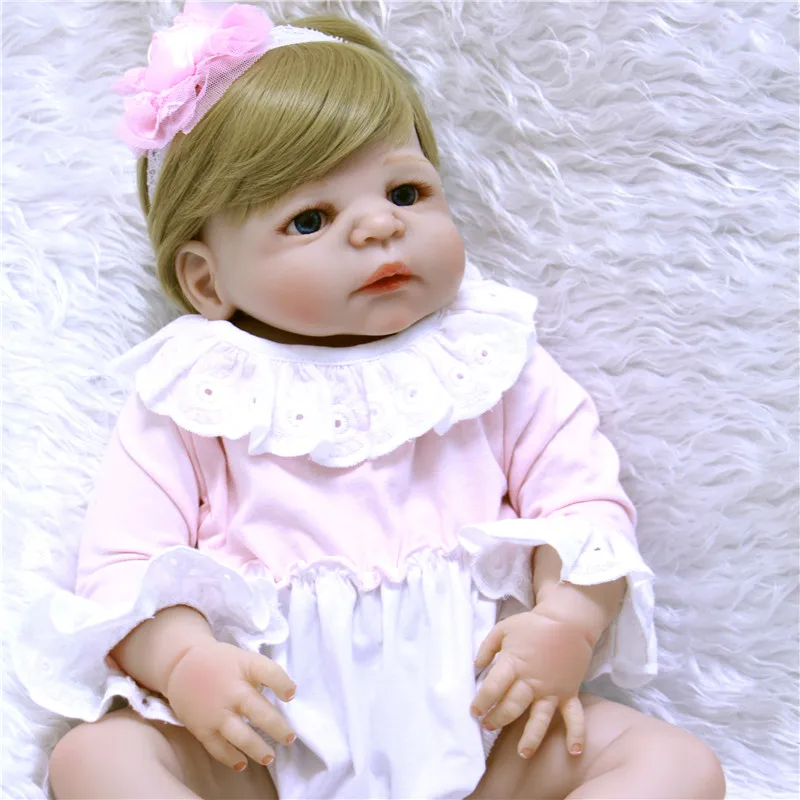 Блонд Волосы Bebes reborn 22 дюйма полностью силиконовые детские куклы DIY игрушки для