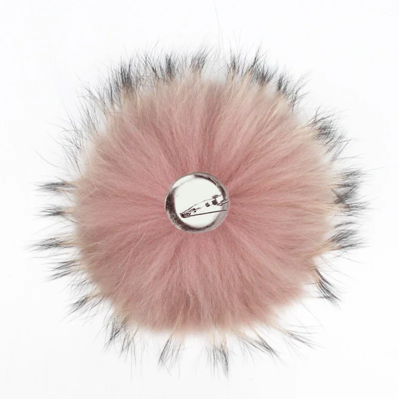 Colorful Color Raccoon Fur Pompoms Needle Fur Pompon For Knitted Hat Cap Beanies Scarves Bags Shoes Real Fur Pom Poms With Pin - Цвет: F