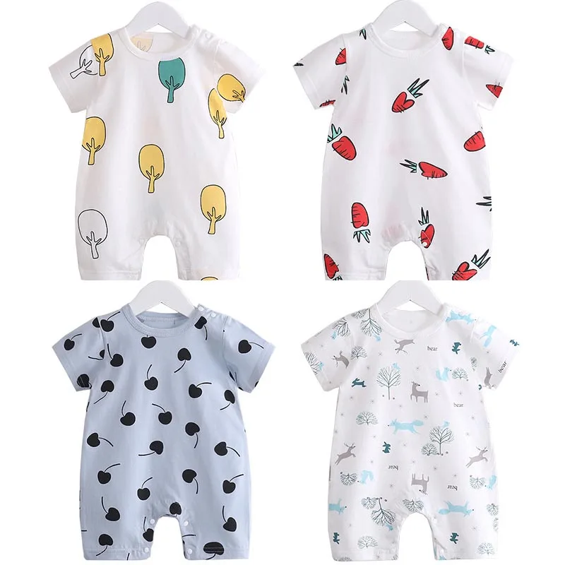 

Summer New Style Short Sleeved Girls Dress Baby Romper Cotton Newborn Body Suit Baby Pajama Boys 100% cotton Rompers 0-18M