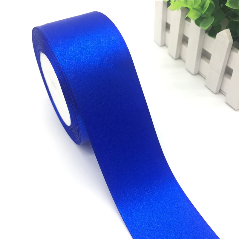 5 ярдов " 50 мм лента для украшения свадебной вечеринки атласная лента ручной работы шелковая лента Подарочная упаковка банты для волос DIY Рождественская лента - Цвет: Blue