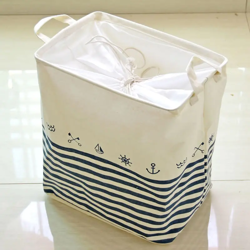 cotton linen anchor stripe clothes laundry basket cotton linen anchor stripe clothes laundry basket