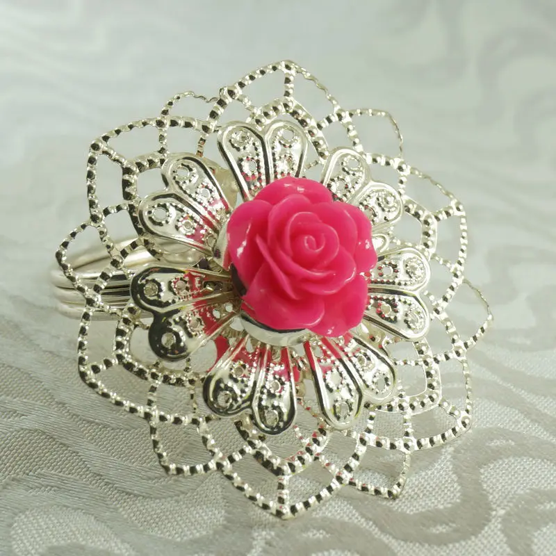 rose flower napkin ring, beaded wedding napkin holderin Napkin Rings