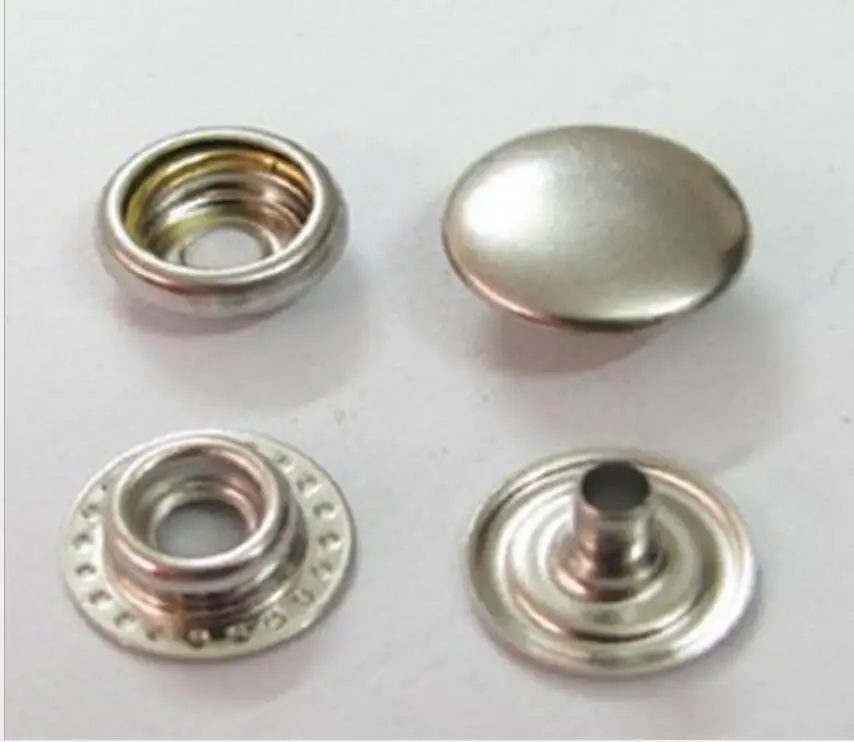 Wholesale 100sets/lot 15mm four part brass metal button ring snap press
