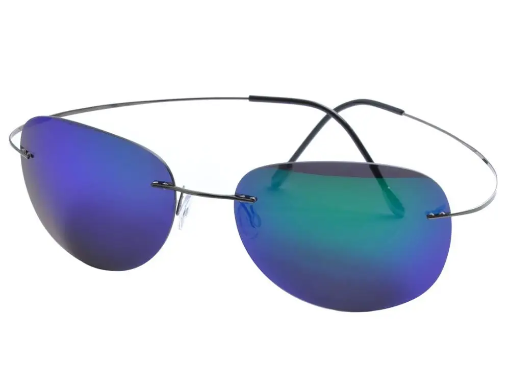 DEDING мужские титановые поляризованные солнцезащитные очки без оправы, большие линзы, супер светильник, оправа, солнцезащитные очки, зеркальные очки с УФ-защитой DD1357 - Цвет линз: purple lens gray fra