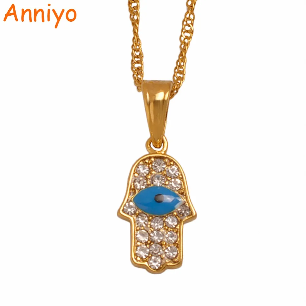Anniyo Bule Eye Necklaces for Women Gold Color Turkey Evil Eyes Charm