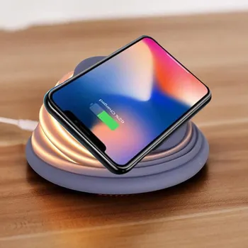 

10W Fast Mobile Phone Wireless Charger Sleep Atmosphere smart Lamp Telescopic Phone Holder with Qi Bluetooth fast charging