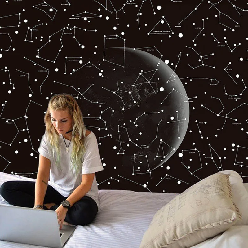Досуг фон ткань украшение гобелен космическая Черная Звезда Луна серия скандинавские стены одеяло