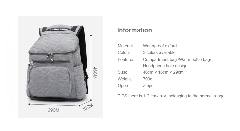 Новая сумка для детских подгузников, водонепроницаемая сумка для подгузников, женский рюкзак для путешествий, сумка для ухода за ребенком