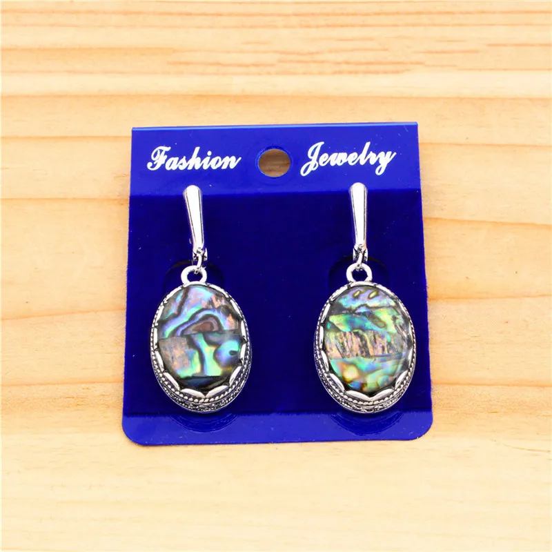 Oval Shell Earrings Vintage Flower Pendant Antique Silver Plated Double Layer Part For Women | Украшения и аксессуары