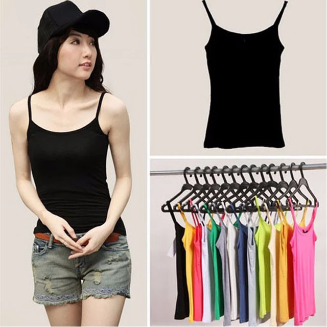 Cotton Skinny-Strap Tank Top