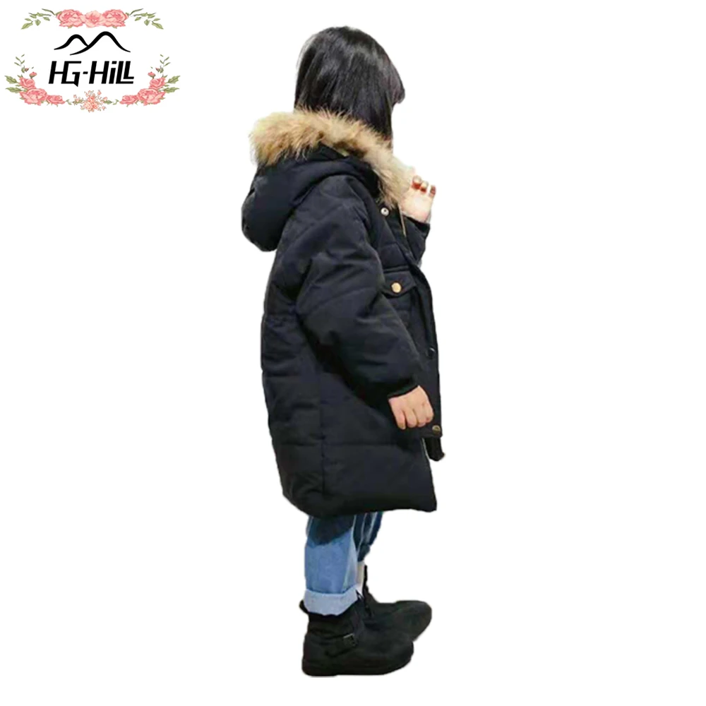 HG hilm BLACK014/зимнее пальто для младенцев розовая Однотонная легкая пуховая куртка