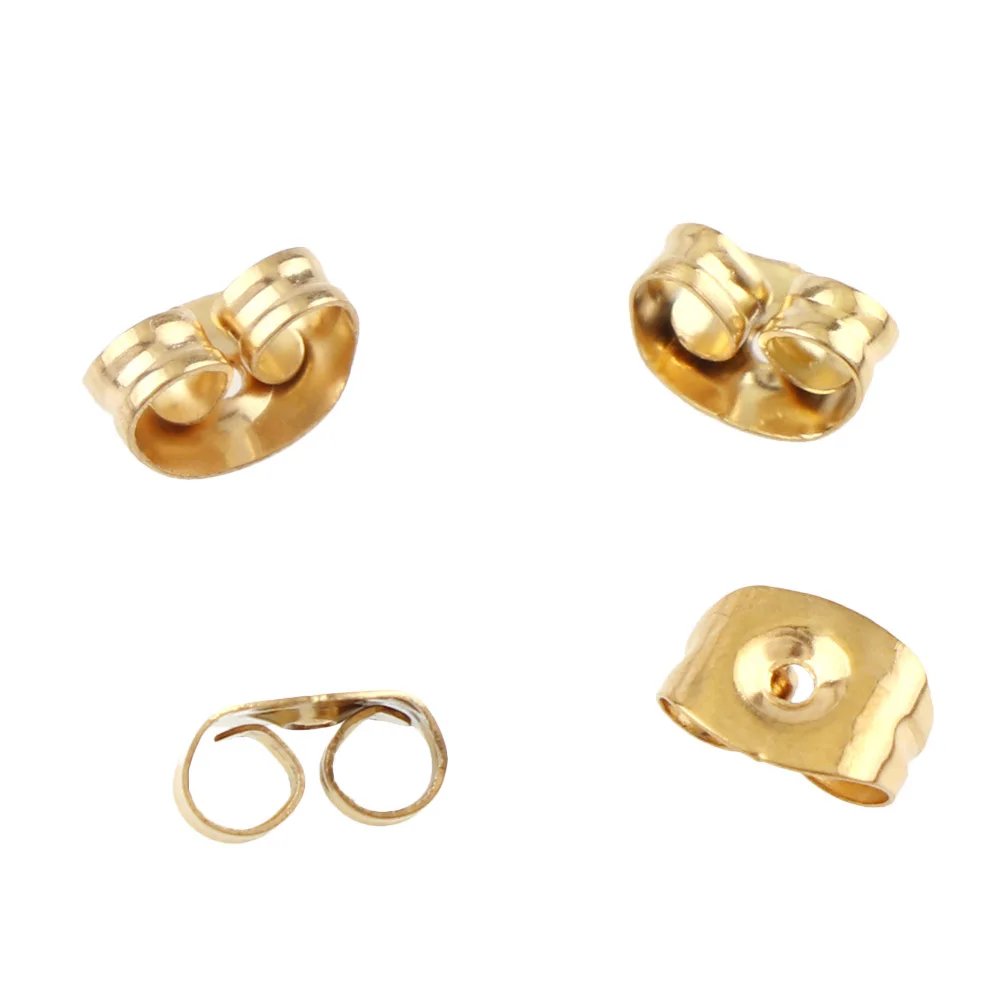 100pc 4x6mm Gold Sliver Color Tone Stainless Steel Ear Nut Clutch