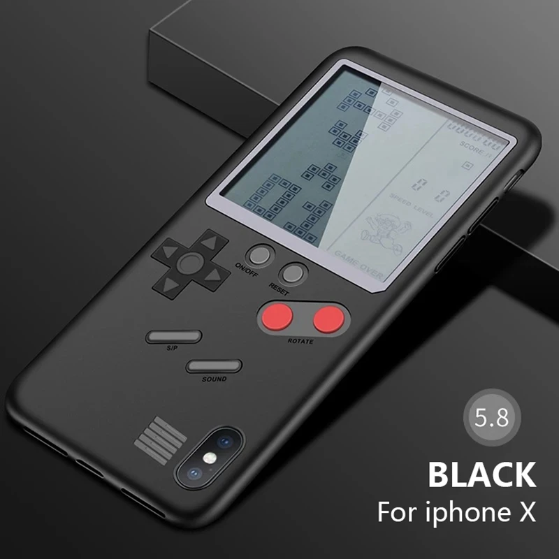 Игровой автомат чехол для iPhone X Классический игровой консоли чехол s задняя крышка для iPhone 6/6 S/7/8 Plus - Цвет: Black