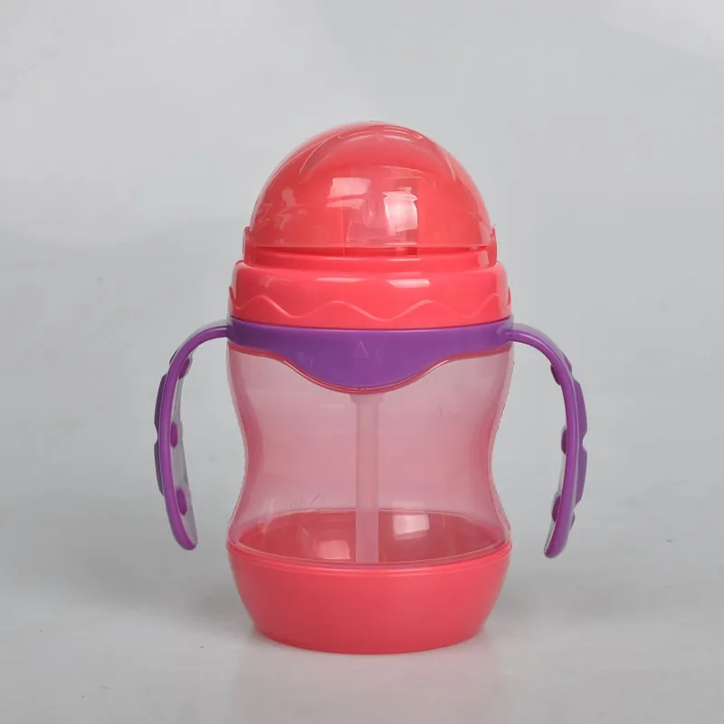 240 мл двухцветный детский чайник с головой утки, кружки с соломинкой, герметичность, защита от удушья, обучающая детская чашка - Цвет: Красный