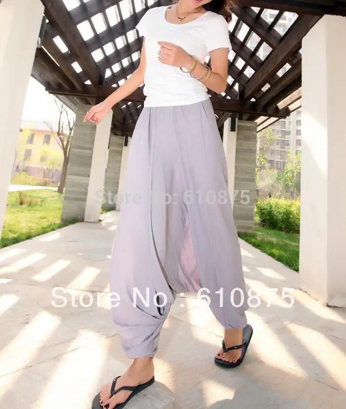 Woman Spring Autumn Hot Sale Loose Harem Pants Women Solid Elastic Waist Cross Capris Female Summer Oversized Cotton Trousers