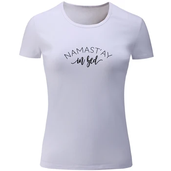 

iDzn Cool Namaste in Bed Pattern Women's T Shirts Summer Fitness Girl's Short Sleeve Tops Holiday Tee Plus Size S M L XL XXL